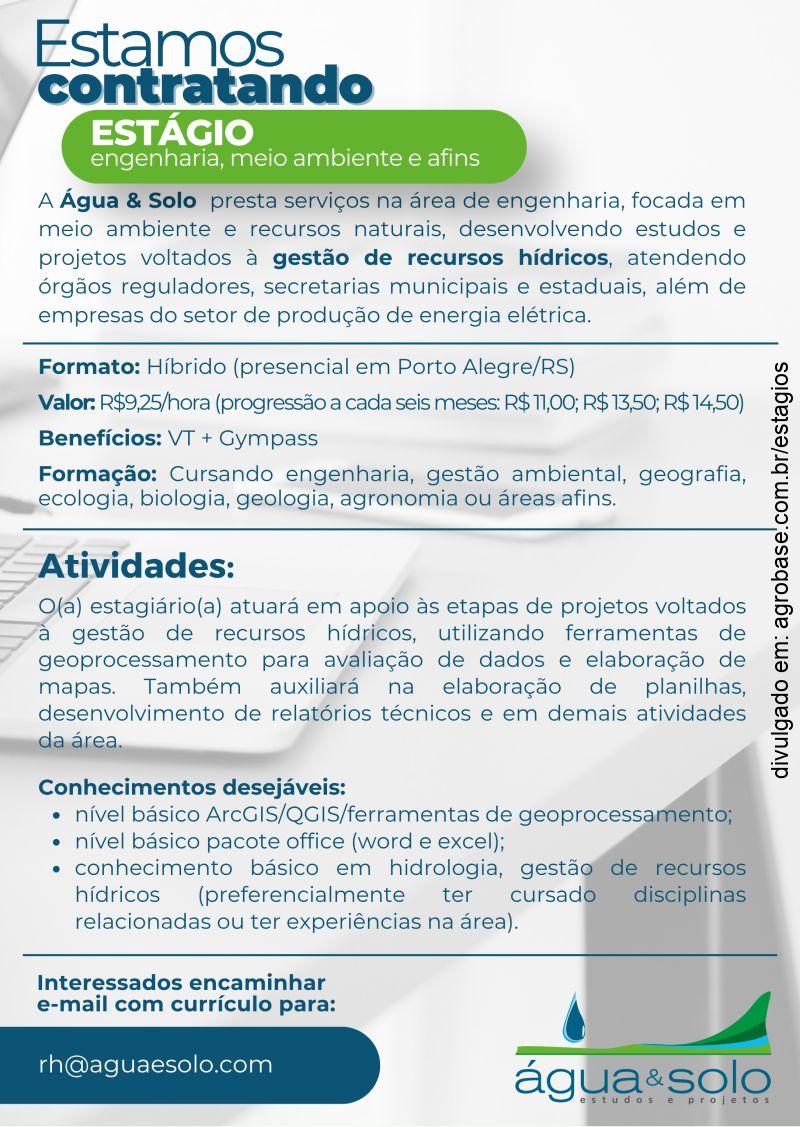 Estágio engenharia, meio ambiente e afins – Porto Alegre/RS [híbrido]