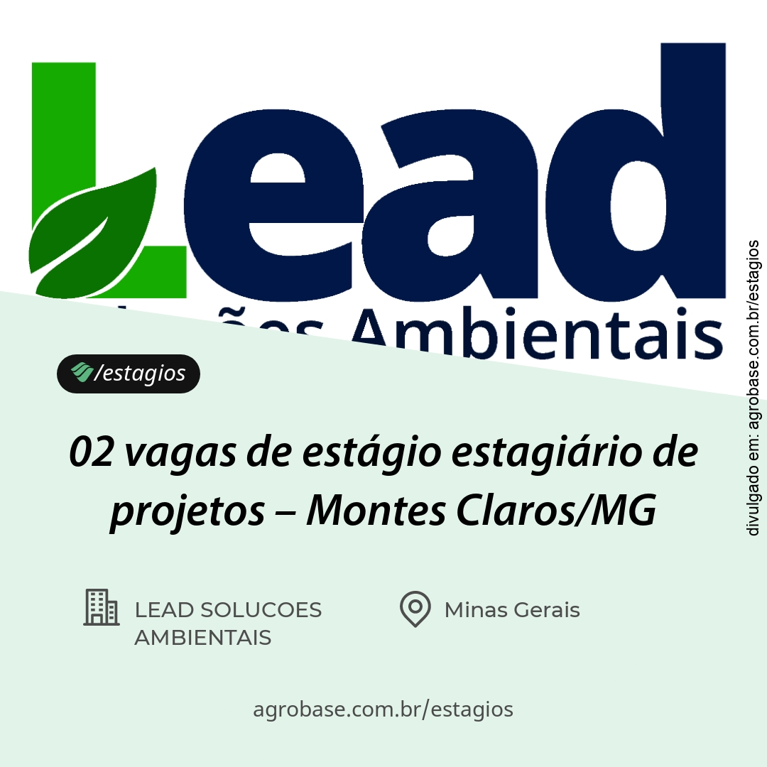 02 vagas de estágio estagiário de projetos – Montes Claros/MG