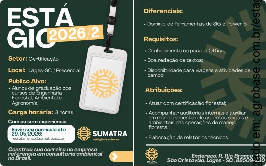 Estágio em certificação florestal – Lages/SC