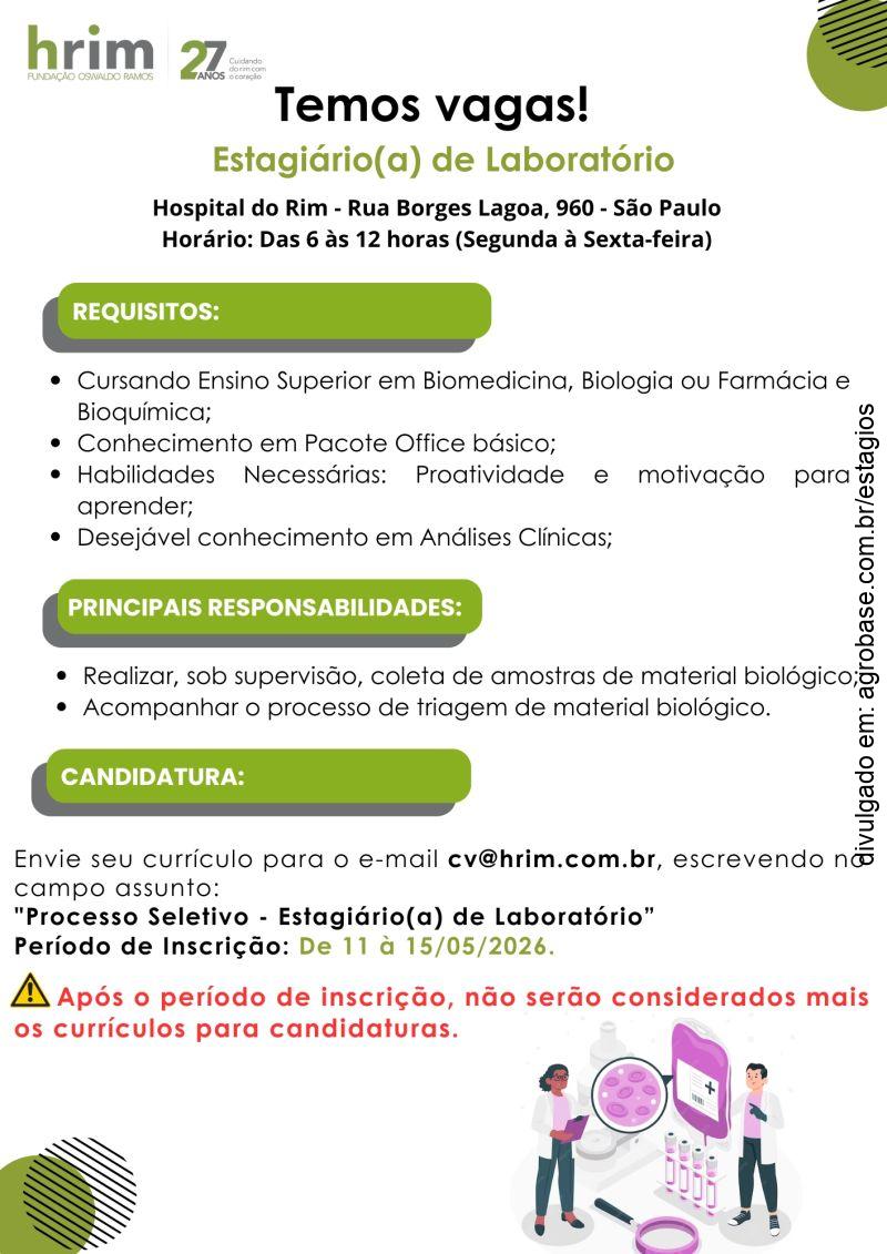 Estagiário(a) de laboratório – São Paulo/SP