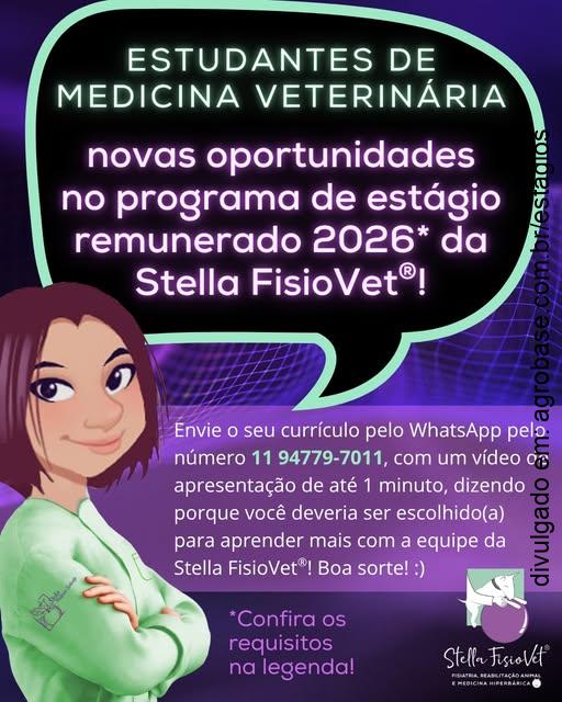 Estágio remunerado em fisiatria e reabilitação veterinária – São Paulo/SP
