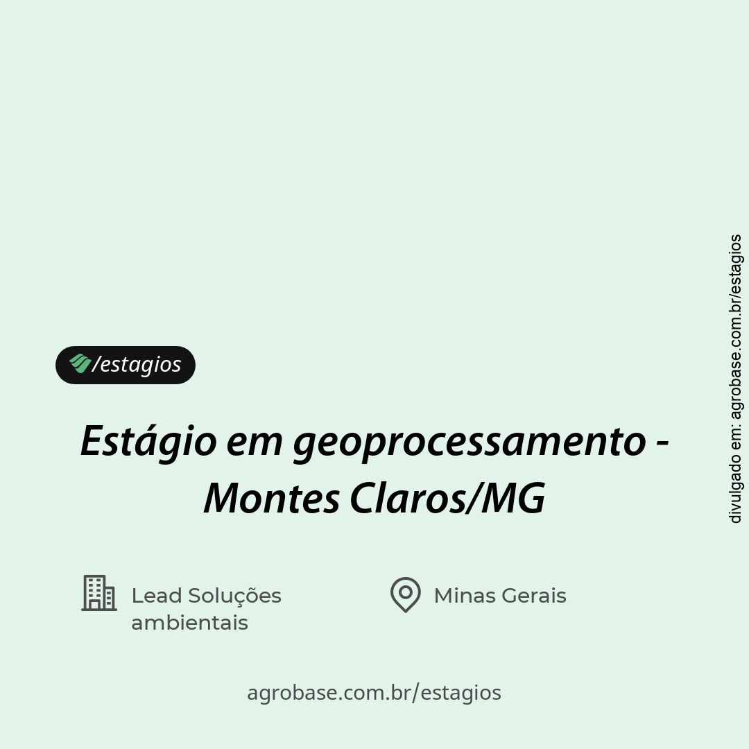 Estágio em geoprocessamento – Montes Claros/MG