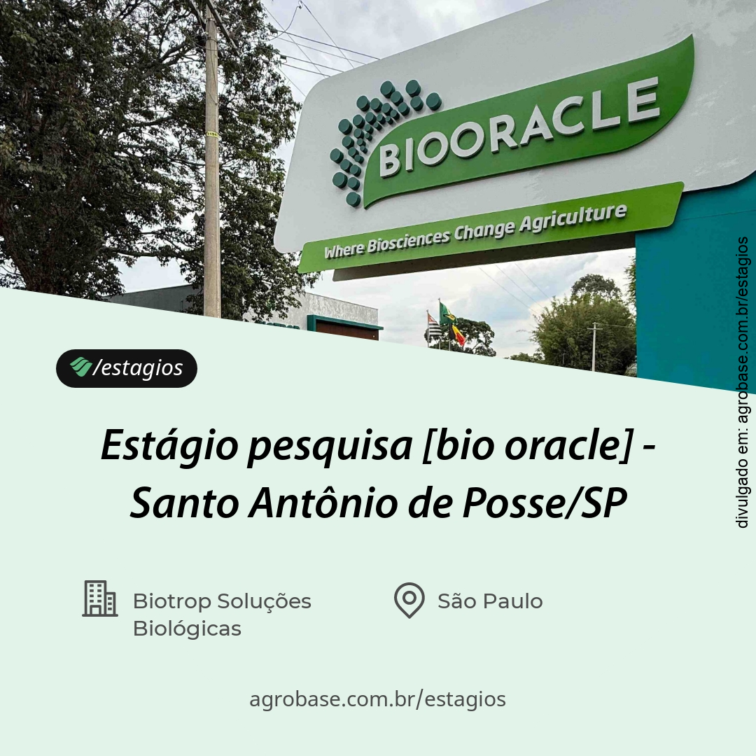 Estágio pesquisa [bio oracle] – Santo Antônio de Posse/SP