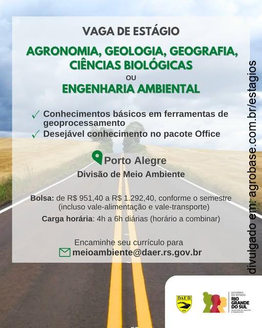 Estágio em agronomia, geologia, geografia, ciências biológicas ou engenharia ambiental – Porto Alegre/RS