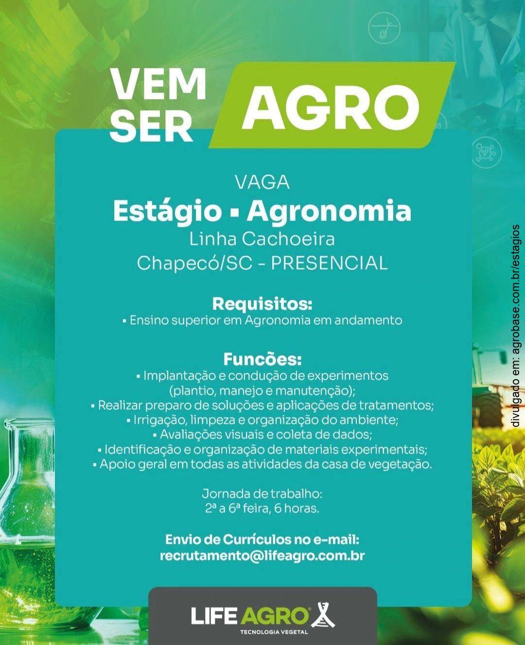 Estágio de agronomia – Chapecó/SC [presencial]