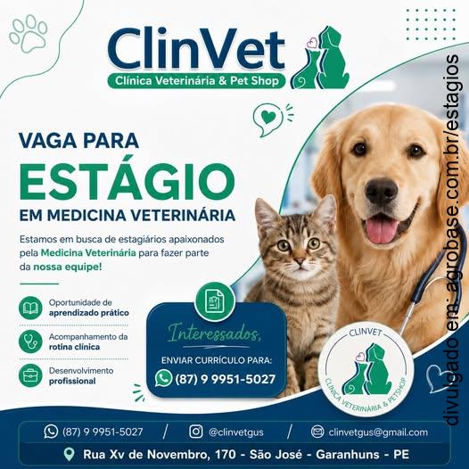Estágio em medicina veterinária – Garanhuns/PE