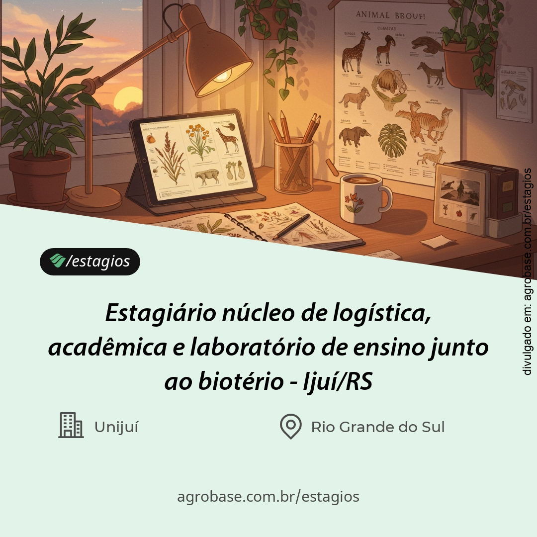 Estagiário núcleo de logística, acadêmica e laboratório de ensino junto ao biotério – Ijuí/RS