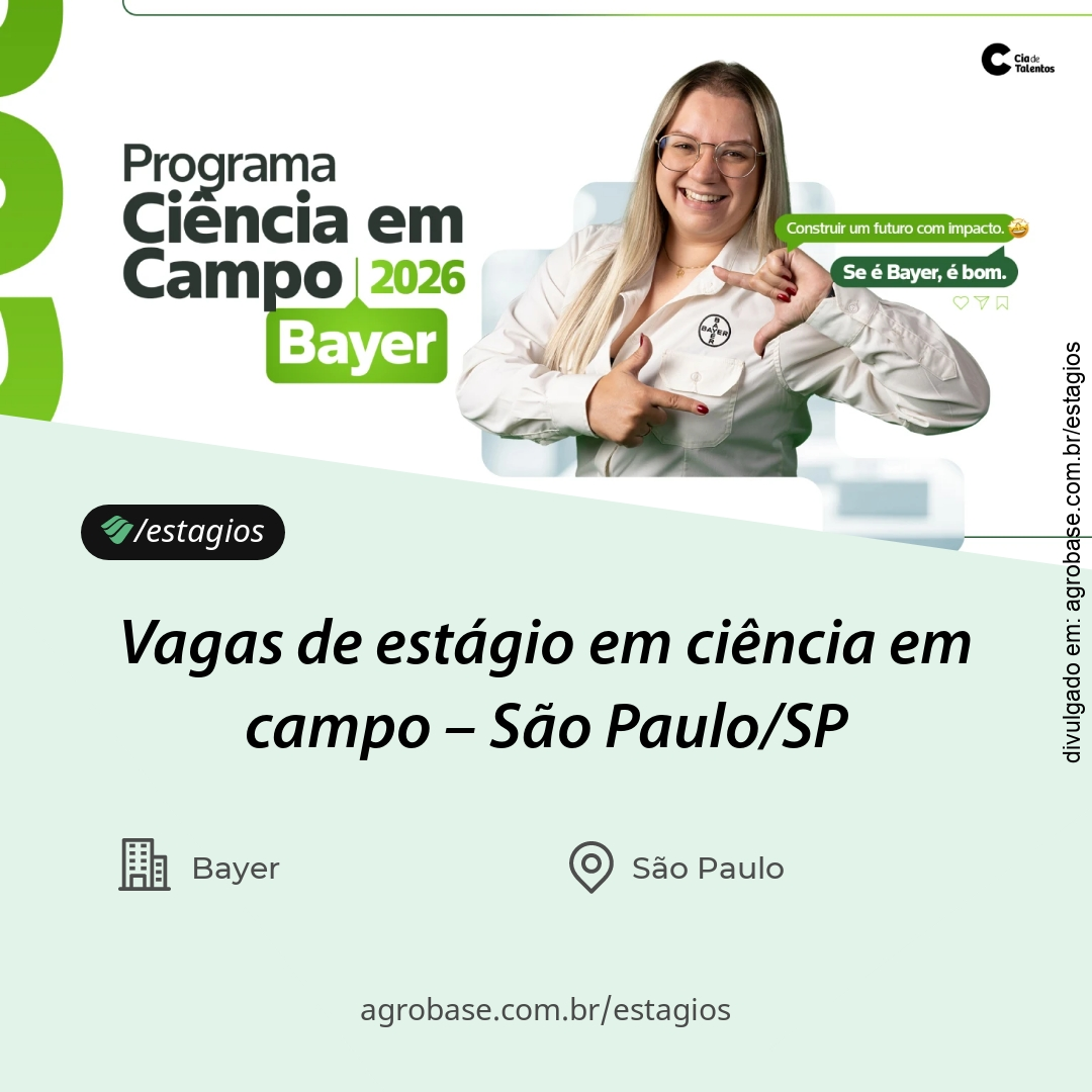 Vagas de estágio em ciência em campo – São Paulo/SP