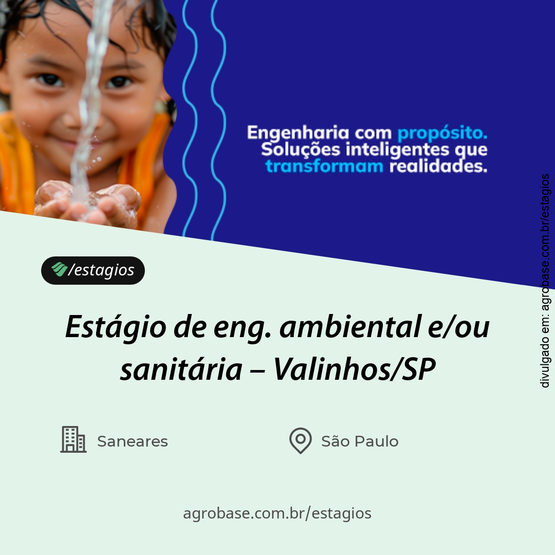 Estágio de eng. ambiental e/ou sanitária – Valinhos/SP