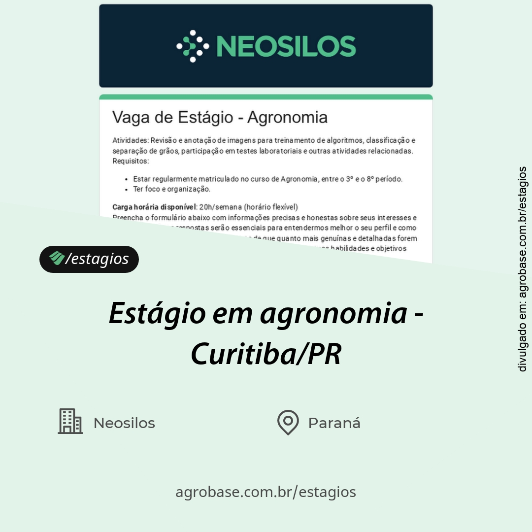 Estágio em agronomia – Curitiba/PR