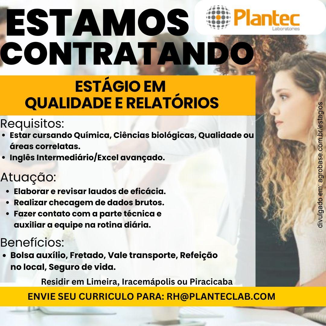 Estágio em qualidade e relatórios – Limeira, Iracemápolis ou Piracicaba/SP