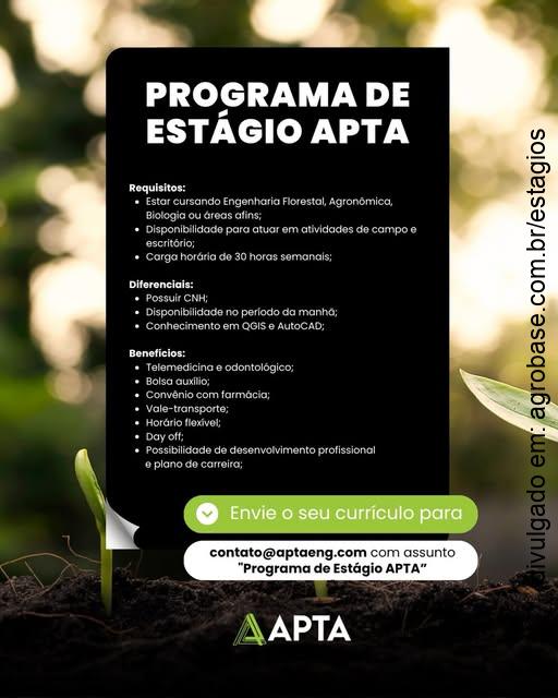 Programa de estágio Apta – Poços de Caldas/MG