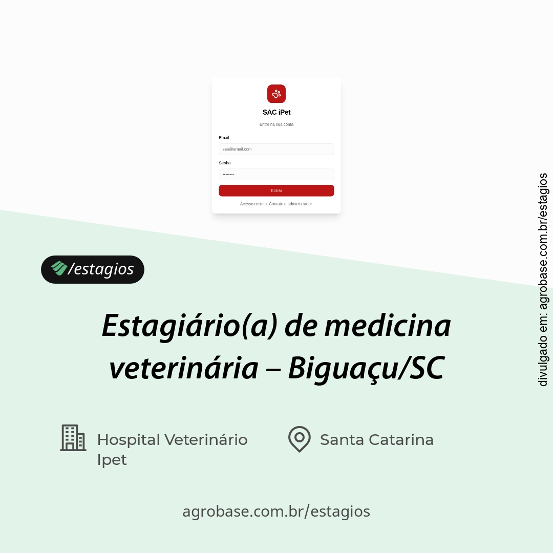 Estagiário(a) de medicina veterinária – Biguaçu/SC