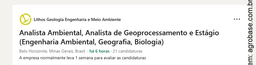 Estágio em engenharia ambiental, geografia ou biologia – Belo Horizonte/MG