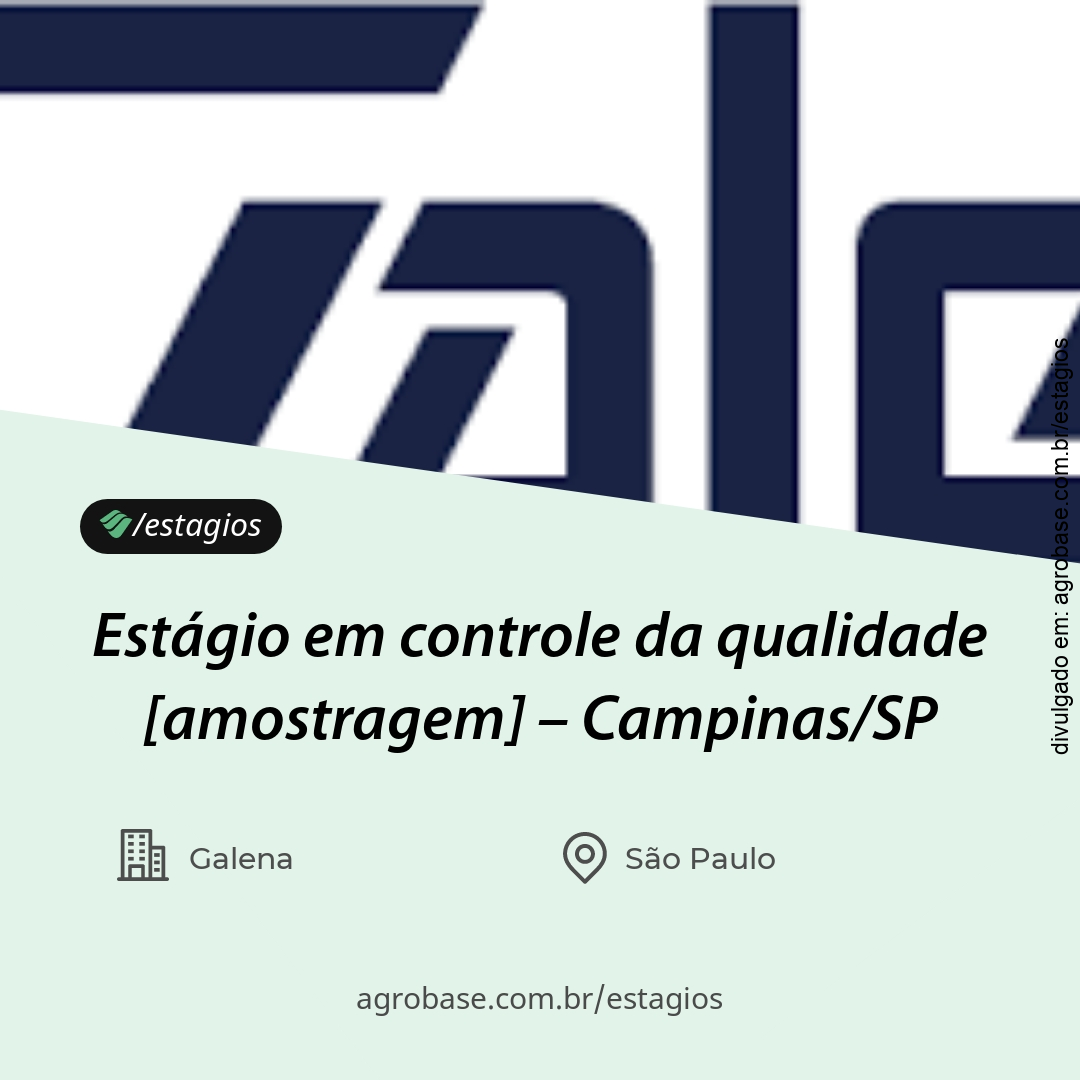Estágio em controle da qualidade [amostragem] – Campinas/SP