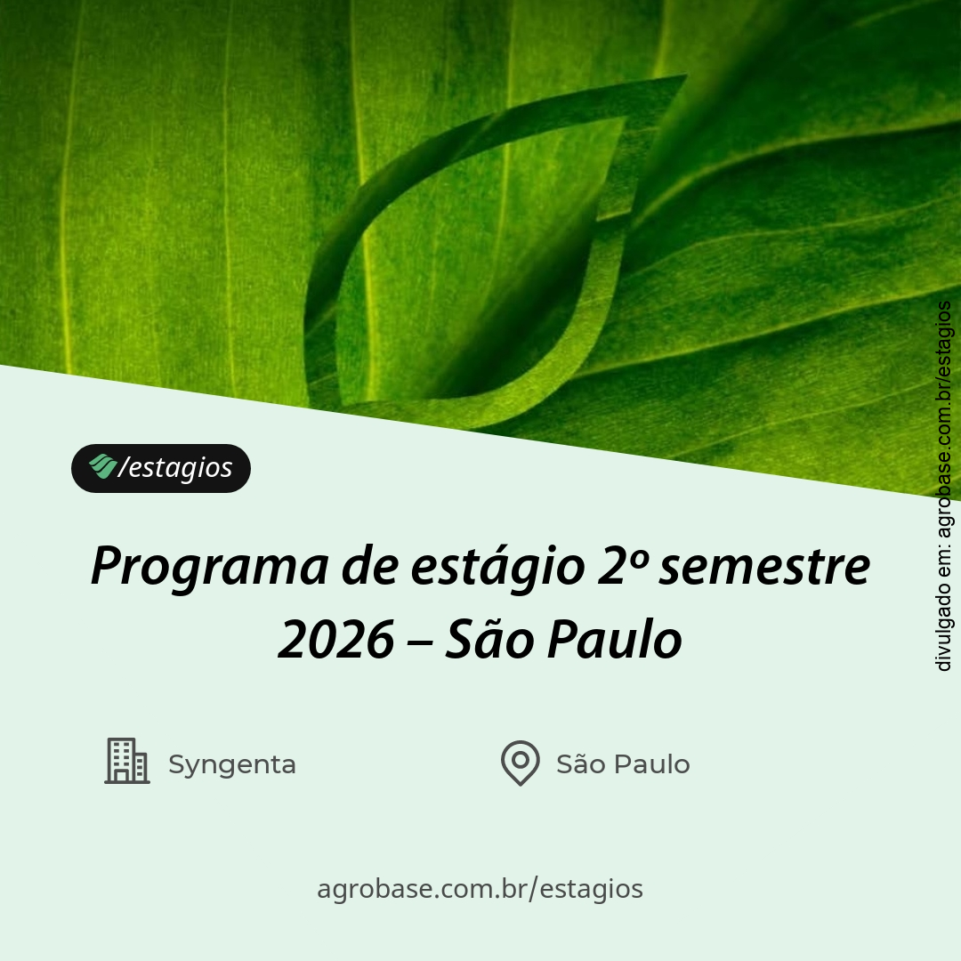 Programa de estágio 2º semestre 2026 – São Paulo/SP