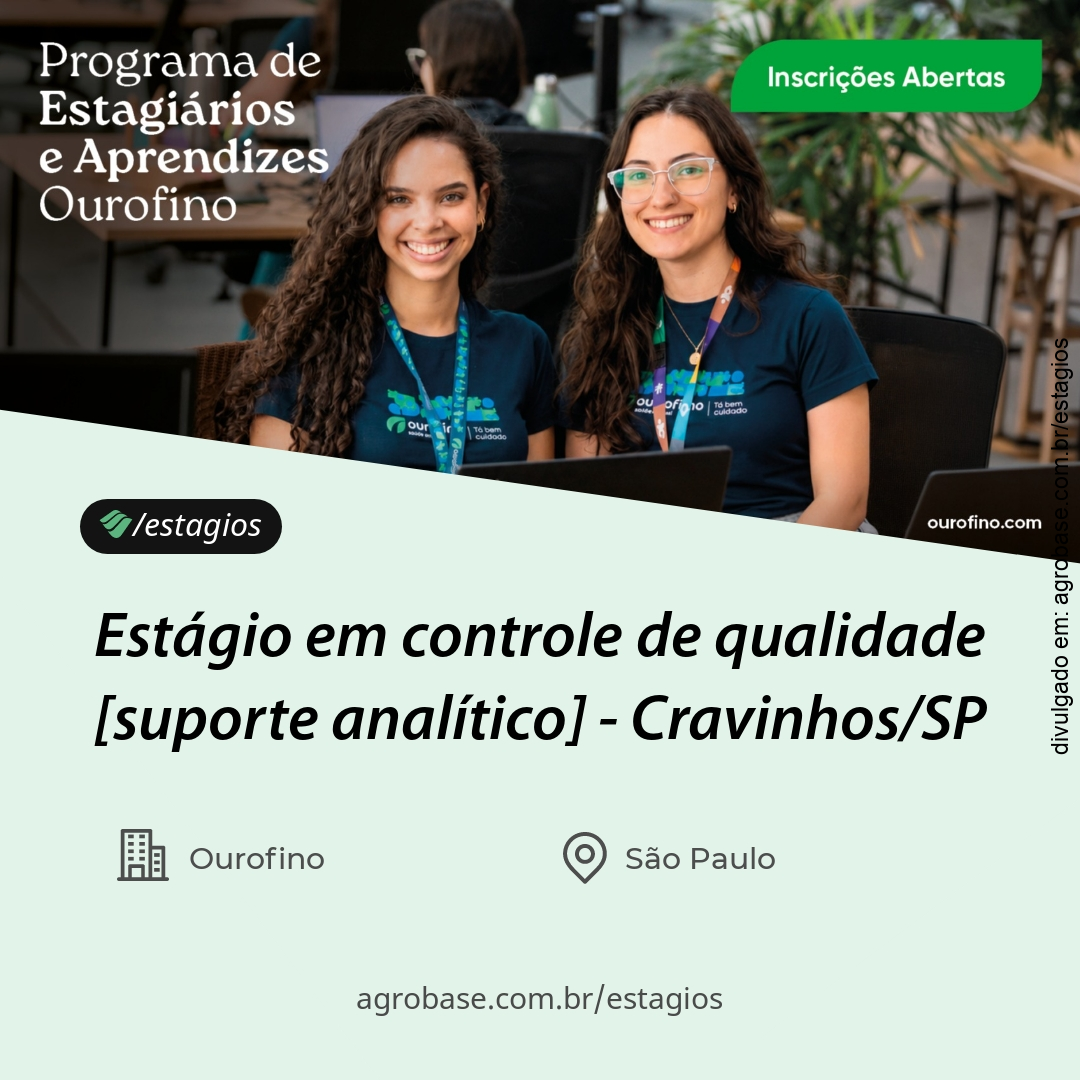 Estágio em controle de qualidade [suporte analítico] – Cravinhos/SP