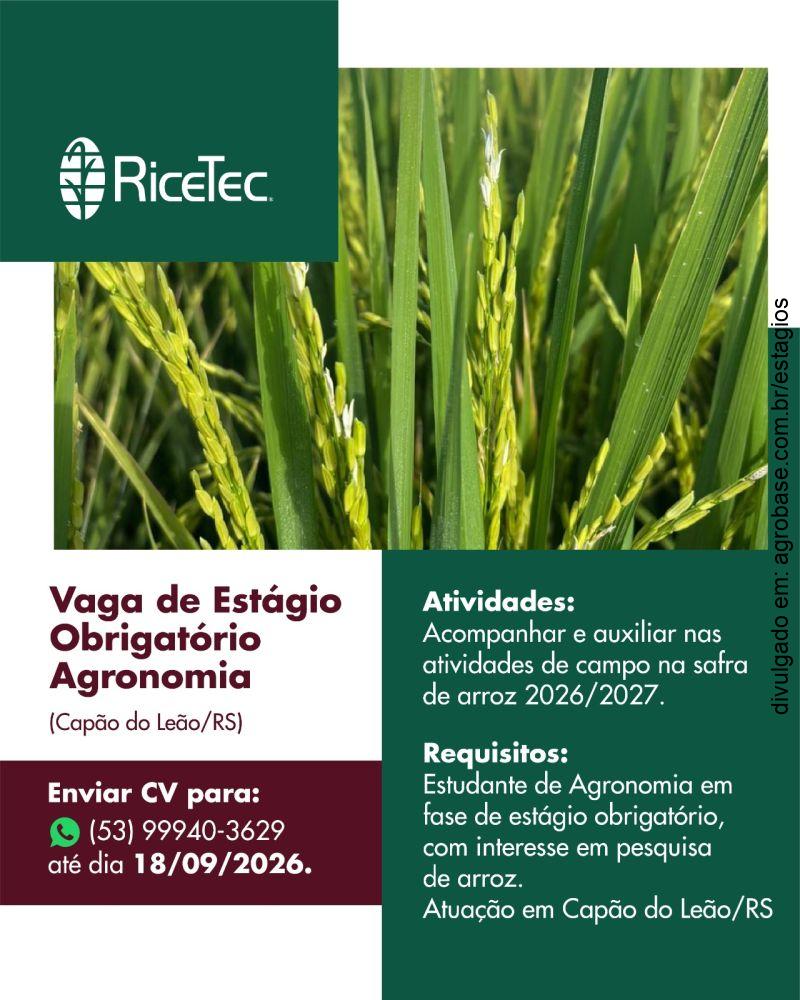 Estágio obrigatório em agronomia – Capão do Leão/RS