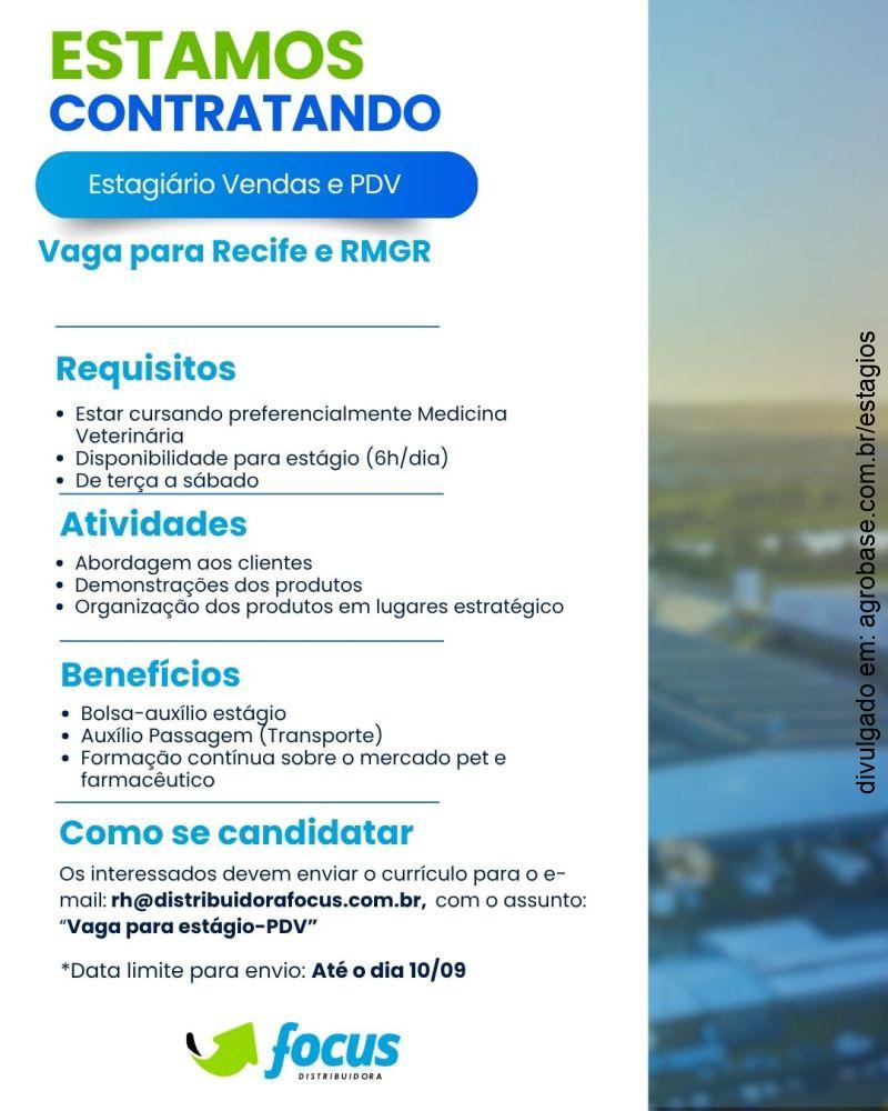 Estágio em vendas e PDV – Recife/PE