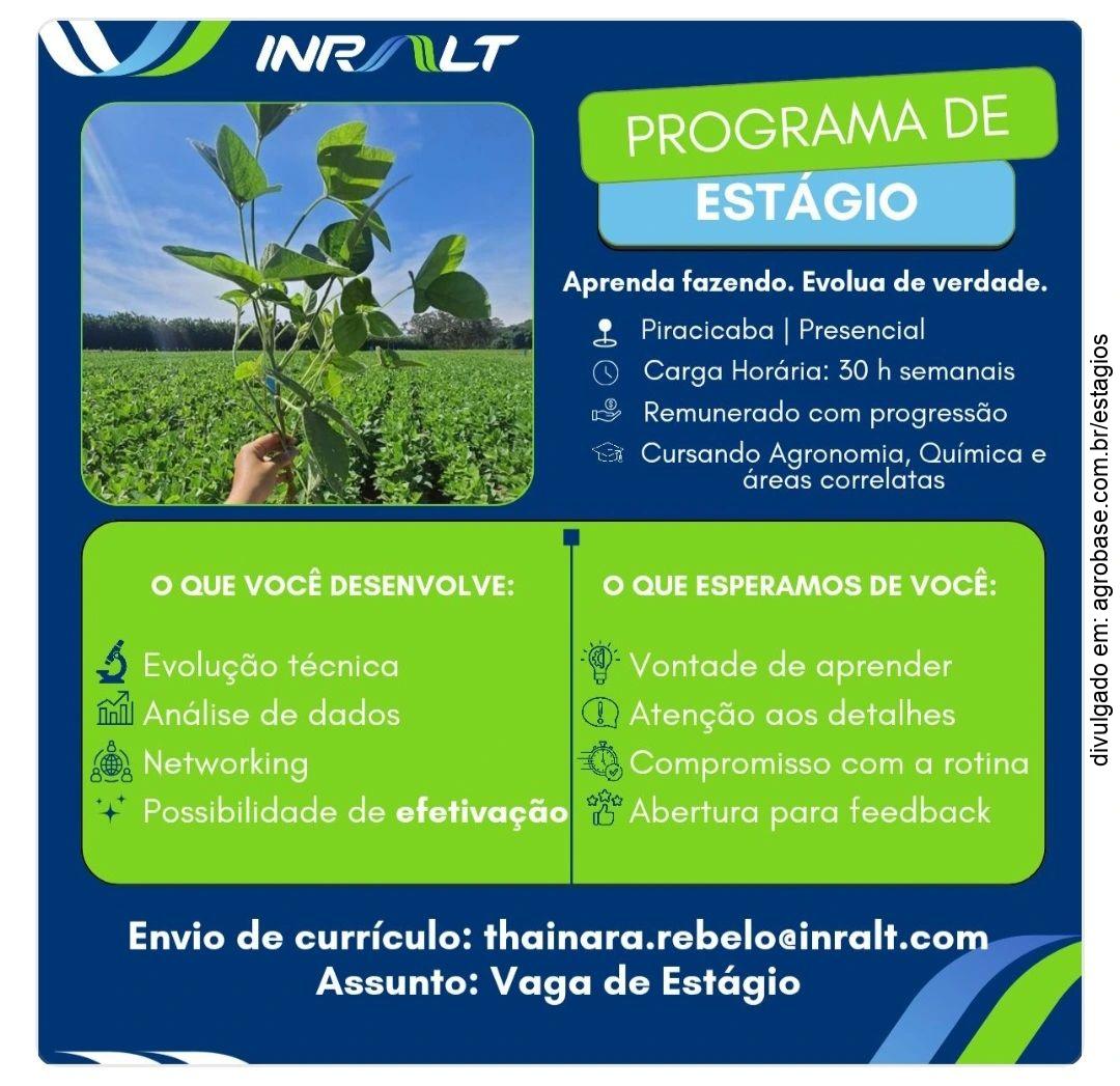 Programa de estágio Inralt – Piracicaba/SP