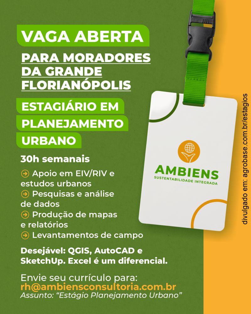 Estágio em urbanismo e planejamento urbano – Grande Florianópolis/SC