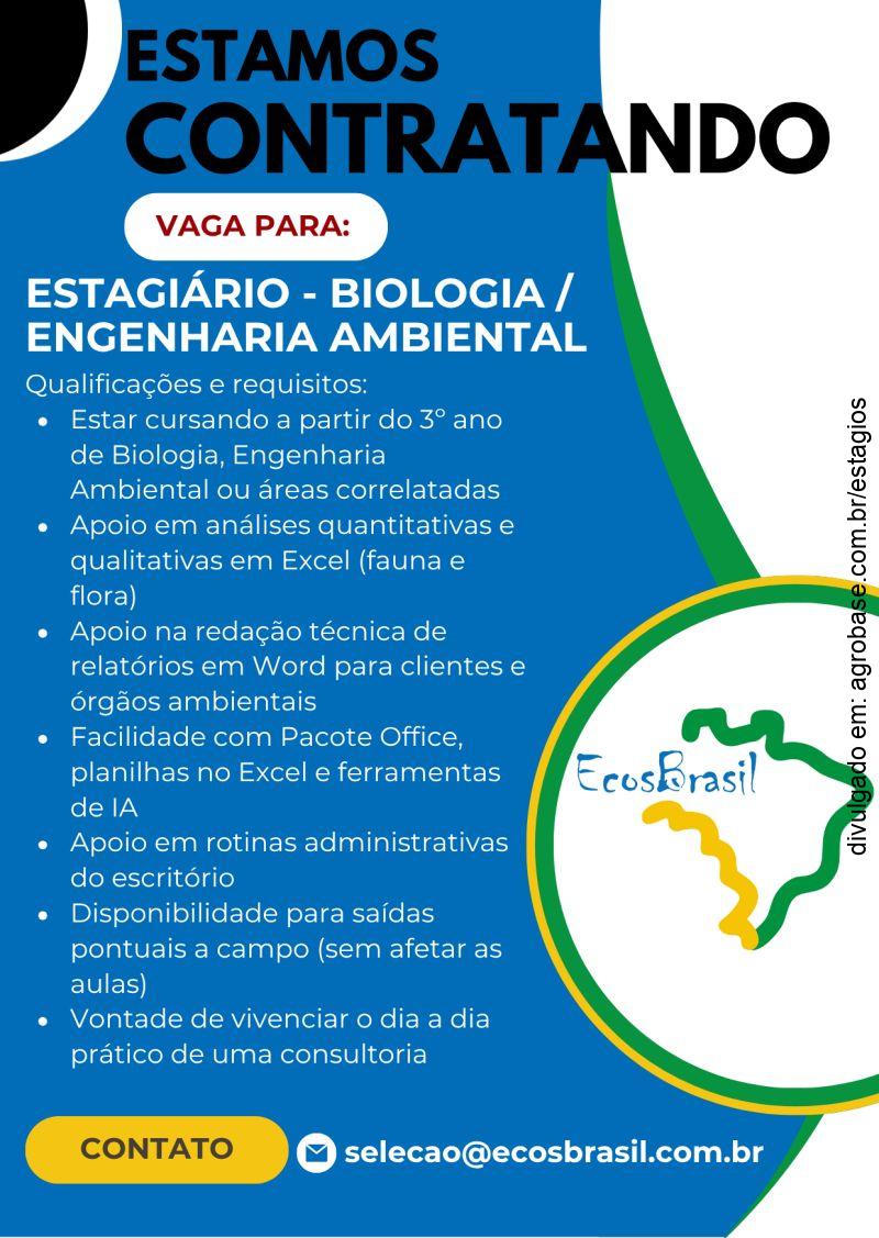 Estágio biologia ou engenharia ambiental – São Paulo/SP [Tucuruvi]