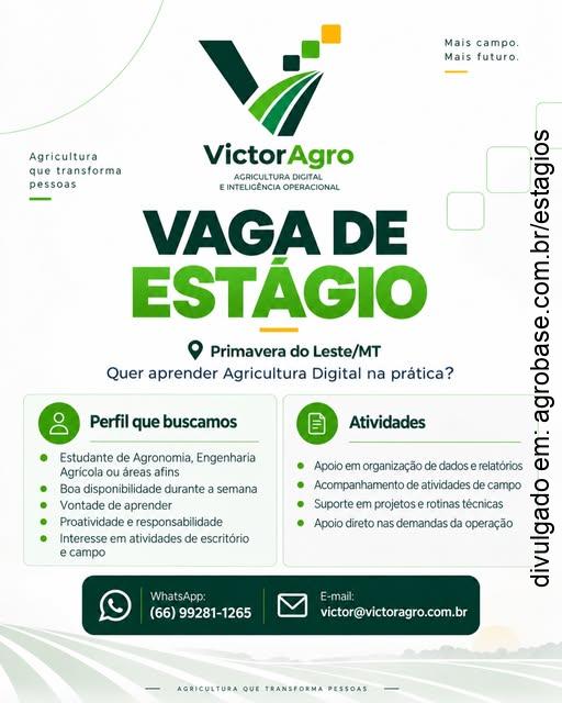 Estágio em agricultura digital e inteligência operacional – Primavera do Leste/MT