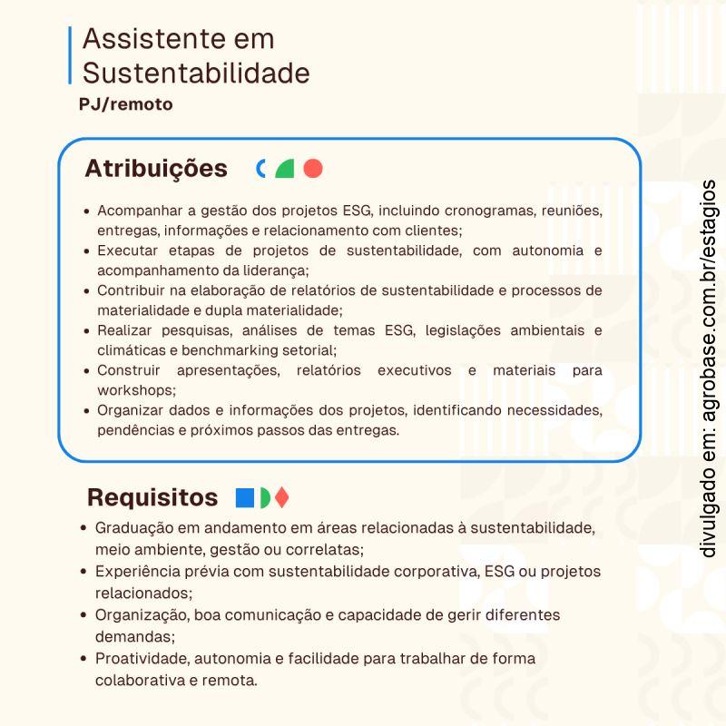 Estágio em sustentabilidade corporativa – home office