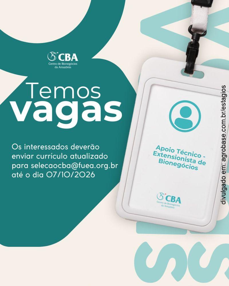 Apoio técnico extensionista de bionegócios – Manaus/AM