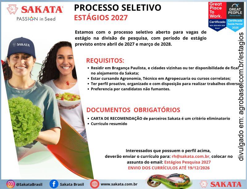 Estágio pesquisa 2027 – Bragança Paulista/SP