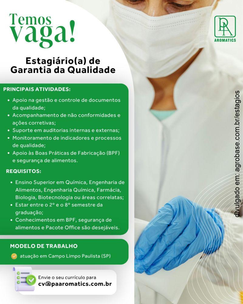Estagiário(a) de garantia da qualidade – Campo Limpo Paulista/SP